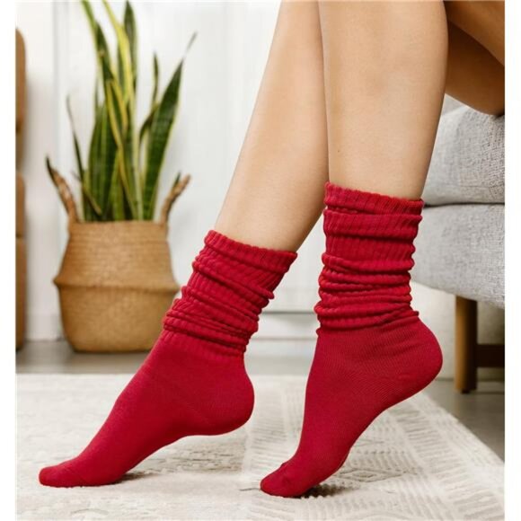 6 Pairs Slouch Socks for Women, Soft Extra Long Scrunch Knee High - Picture 5 of 14